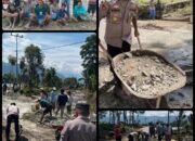 Polsek Pantai Cermin Beserta Anggota Goro Perbaikan Jalan.  Bersama Masyarakat